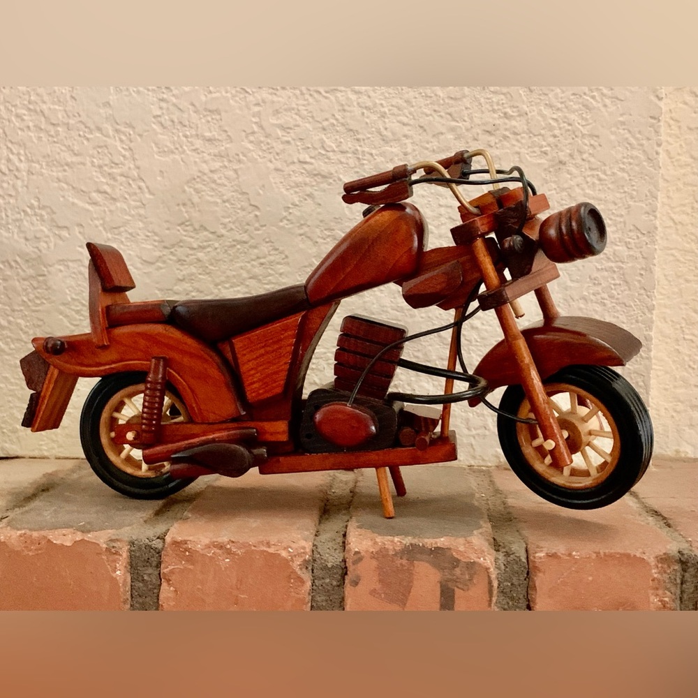 Handcrafted wooden motorcycle